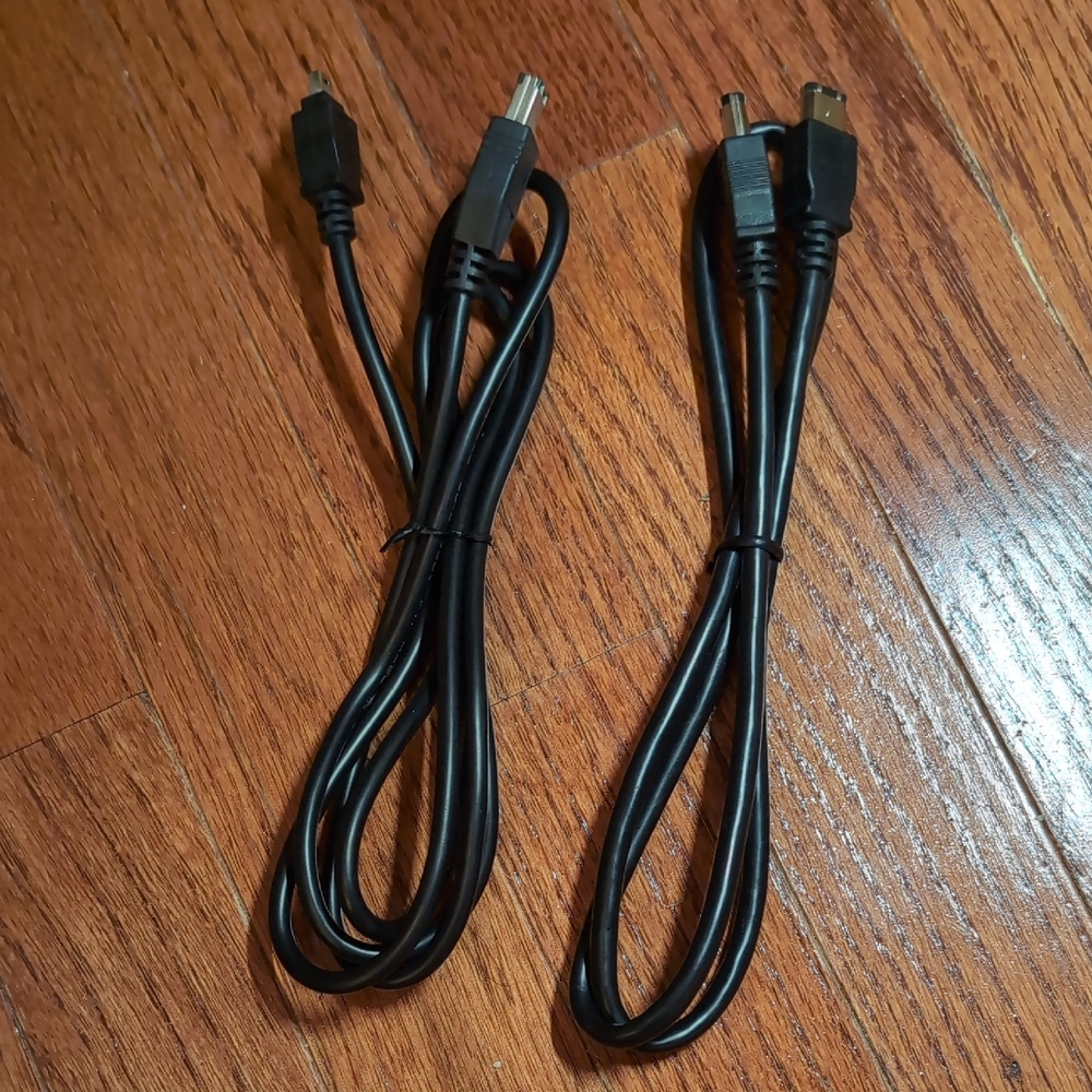 Two FireWire Cables Black
